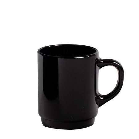 Henkelbecher schwarz glänzend 260ml bedruckt mit Logo