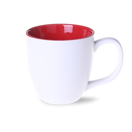 Keramikbecher Americano PURE mattweiß-rot  mit Logo