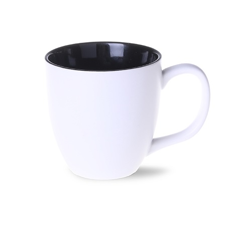 Keramikbecher Americano PURE mattweiß-schwarz  mit Logo