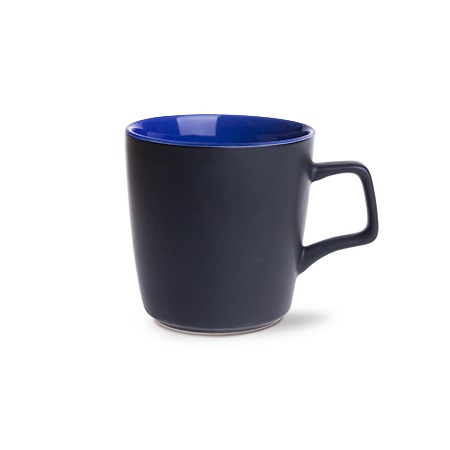 Keramikbecher BARREL SUPREME schwarz/reflexblau mit individueller Werbung