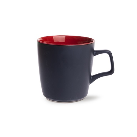 Keramikbecher BARREL SUPREME schwarz/rot mit individueller Werbung