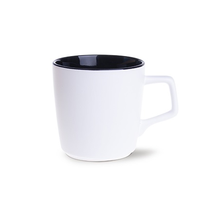 Keramikbecher Barrel Pure weiß-schwarz mit individueller Werbung