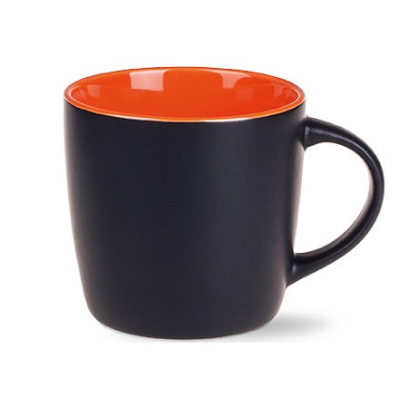 Keramikbecher Handy Supreme orange mit Logo