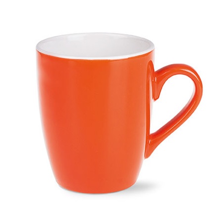 Keramikbecher Ilona orange-weiß bedrucken