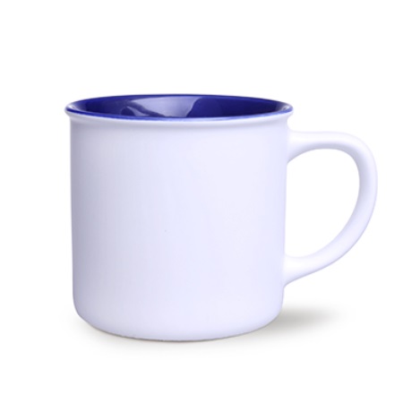 Keramikbecher Loft Pure weiß/reflexblau mit eigenem Logo bedrucken