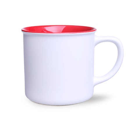 Keramikbecher Loft Pure weiß/rot mit eigenem Logo bedrucken