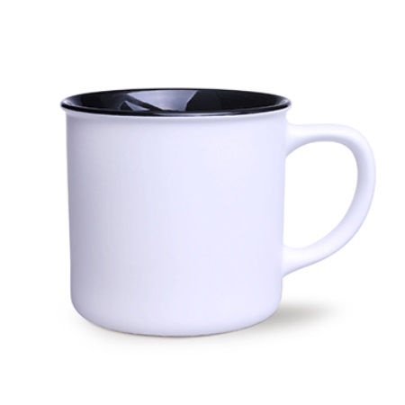 Keramikbecher Loft Pure weiß/schwarz mit eigenem Logo bedrucken