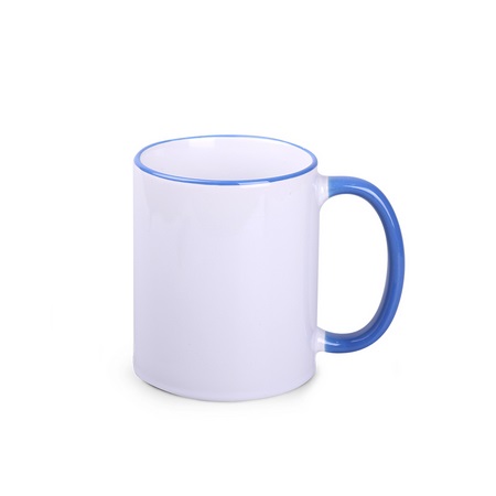 Keramikbecher Tomek Art Halo weiß-blau mit eigenm Logo bedrucken