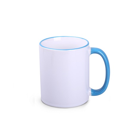 Keramikbecher Tomek Art Halo weiß-hellblau mit eigenm Logo bedrucken