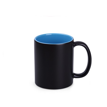 Keramikbecher Tomek Magic Satin schwaz/hellblau mit individuellem Logo