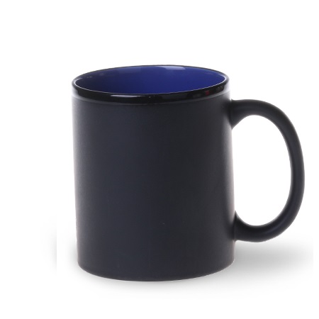 Keramikbecher Tomek Supreme schwarz/reflexblau mit eigener Werbung