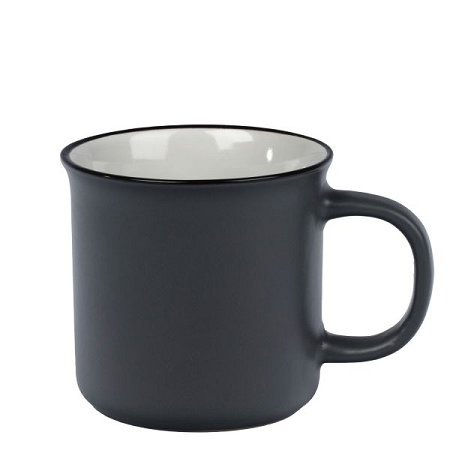 Keramikbecher Vintage grau 260ml bedruckt mit Logo