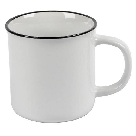 Keramikbecher Vintage weiß 350ml mit Logo