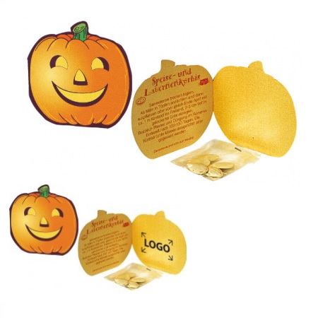 Klappkärtchen Kürbis mit eigenem Logo