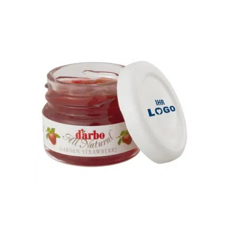 Konfitüre im Miniglas mit bedrucktem Logo