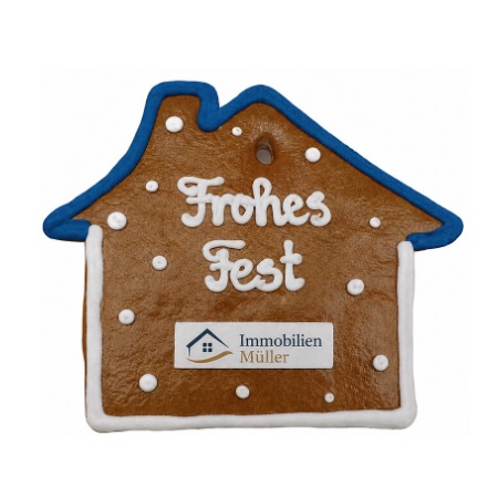 Lebkuchen-Weihnachtshaus Flach mit Logo