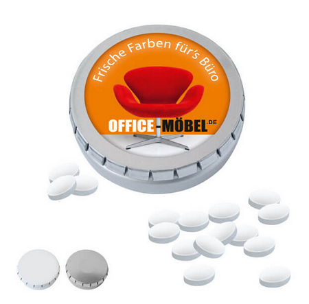 MINI-Drück-mich-Dose Cool Ice Pfefferminzpastillen mit Logo