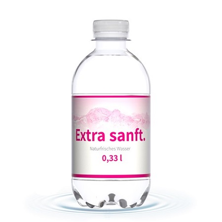 Mineralwasser in PET-Flasche 330 ml extra sanft mit Logo