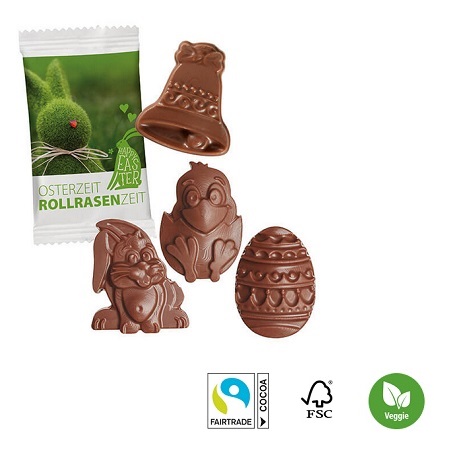 Oster Schoko-Figuren im Papier Flowpack mit Logo