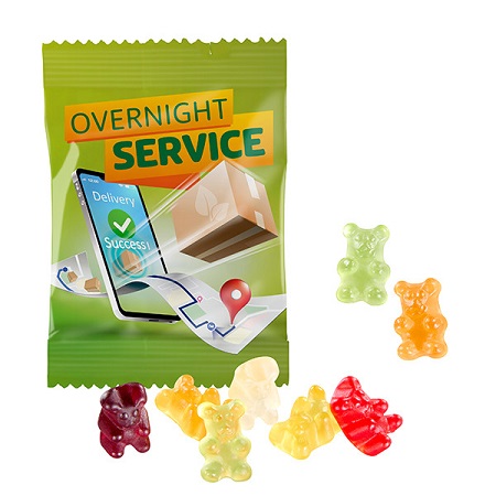 Overnight Vegane Fruchtgrummi Premium-Bärchen mit Logo