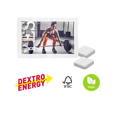 Papier-Duo-Pack – DEXTRO ENERGY Traubenzucker in Werbetütchen mit Logo