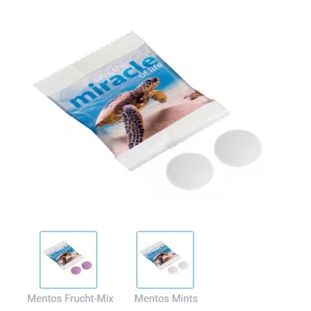 Papiertütchen Mentos Pfefferminz mit Logo