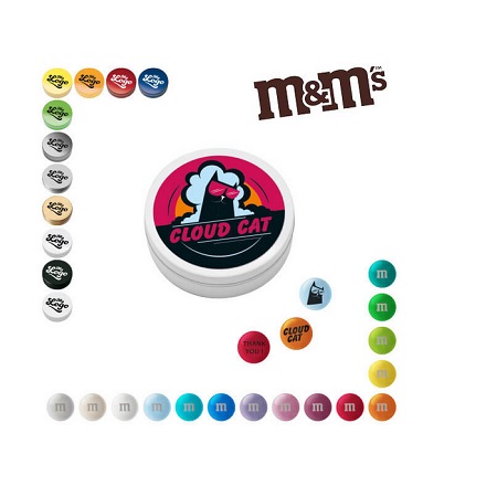 Personalisierte M&M’s Schokolinsen in Metallbox mit Logo