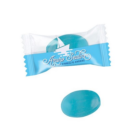 Pfefferminz Bonbons im Flowpack mit Logo