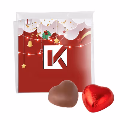 Tüte mit Schokoladen Herz und mit Logo