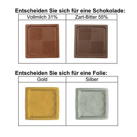 Varianten Fairtrade Schokoladen-Täfelchen