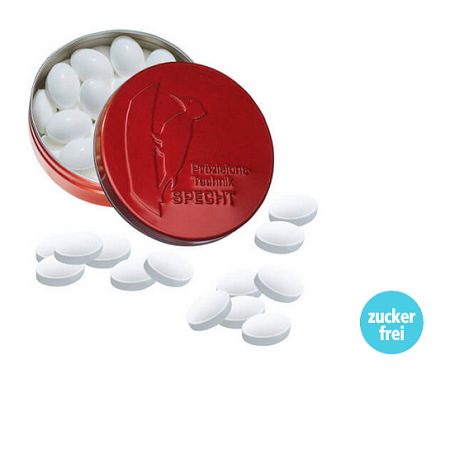 XS-Prägedose Cool Ice zuckerfreie  Pfefferminzpastillen mit Logo