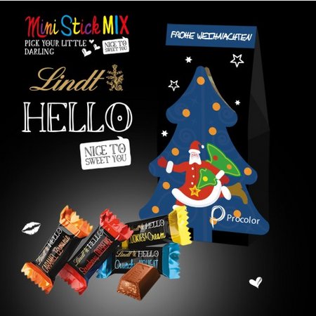 HELLO Mini Stick Mix mit Stanzung Weihnachtsbaum mit Werbung oder Logo