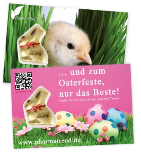 Promotion-Card mit Goldhase mit Werbung,Logo