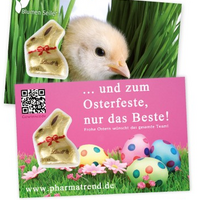 Promotion-Card mit Goldhase mit Werbung,Logo