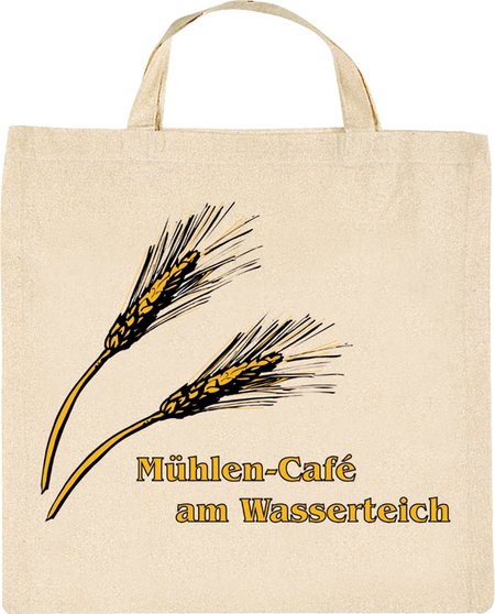 BW-Tasche ca. 50x50 cm mit zwei kurzen Henkeln mit Werbedruck