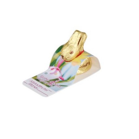 Werbe-Aufsteller mit Goldhase von Lindt 10g mit Logo