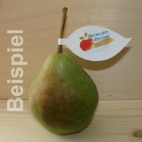Birne mit weißem Werbeblatt