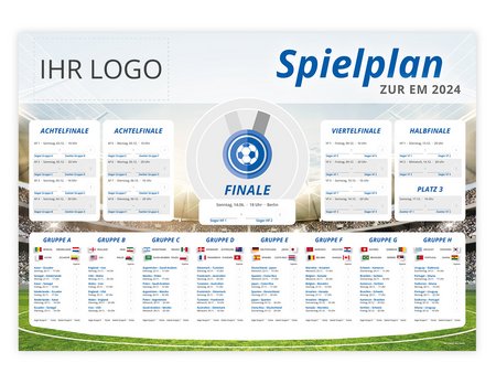 Fußball Europameisterschafts-Wandplaner bedrucken als Werbemittel