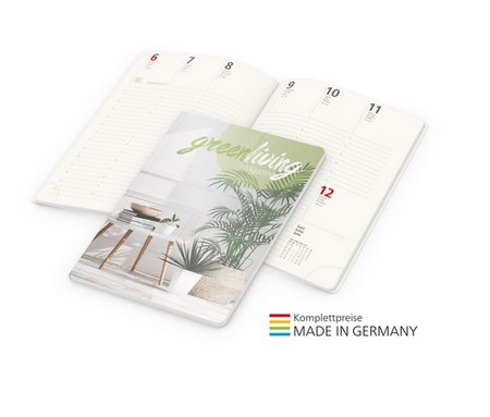 Wochentimer Prestige-Flexx green+blue mit individueller Werbung