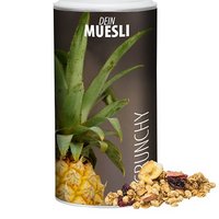 Müsli Knusper Früchte mit Werbung