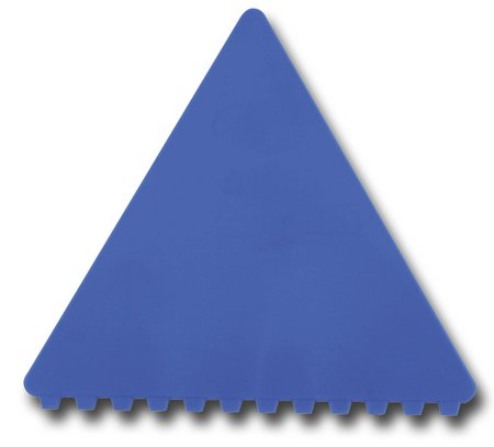Eiskratzer in Dreiecksform, dunkelblau mit Werbung oder Logo
