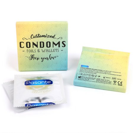 64duo - 2 Kondome Pasante in Verpackung mit Logo