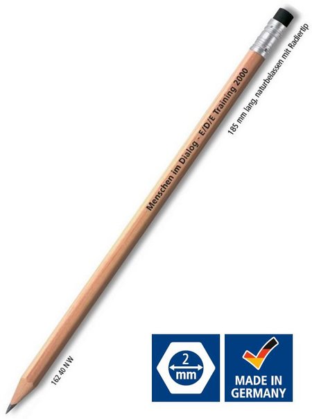 6-eckiger naturbelassener Bleistift mit Radiertip