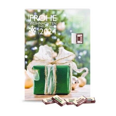 Wandadventskalender mit Fairtrade Markenschokolade individuell bedruckbar