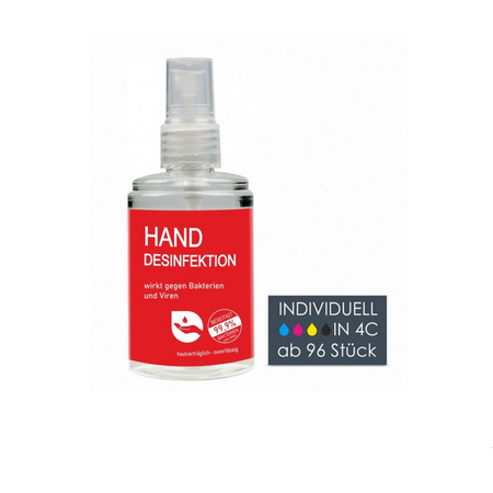 Hand Desinfektionsmittel 100ml Spray mit Werbung