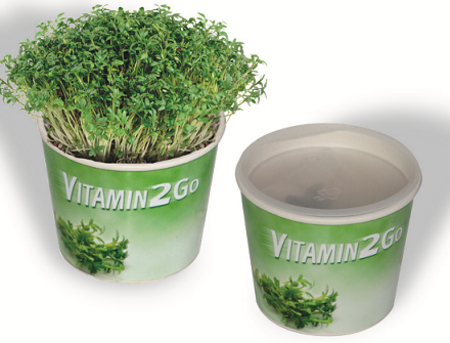 Vitamin 2Go, Kresse mit Werbung oder Logo