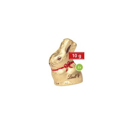 Werbekartonage mit Goldhase von Lindt, 10 g Inhalt