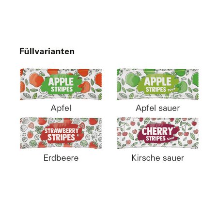 Frucht Snack Varianten in Werbekarte mit Werbedruck oder Firmenlogo