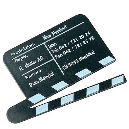 Magnet FILMKLAPPE mit Werbung oder Logo