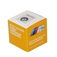 Süßer Würfel mit Füllung und eigenem Logo bedruckt als Werbemittel